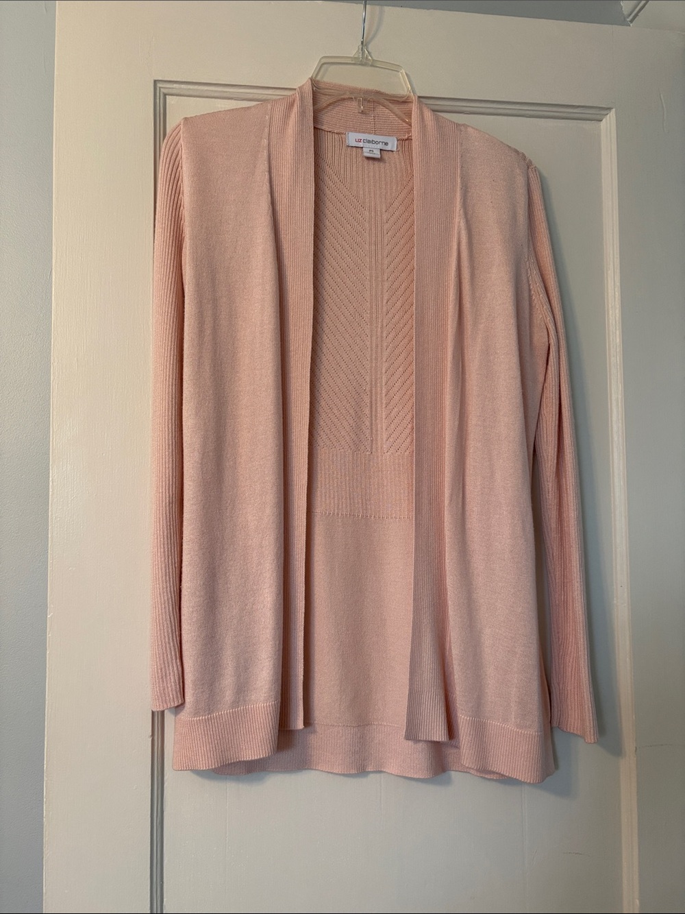 Liz Claiborne Pale Pink Open Front Cardigan